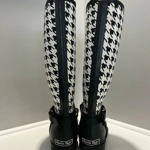 Charlie Paige Tall Houndstooth Riding Boots - Picture 9 of 15
